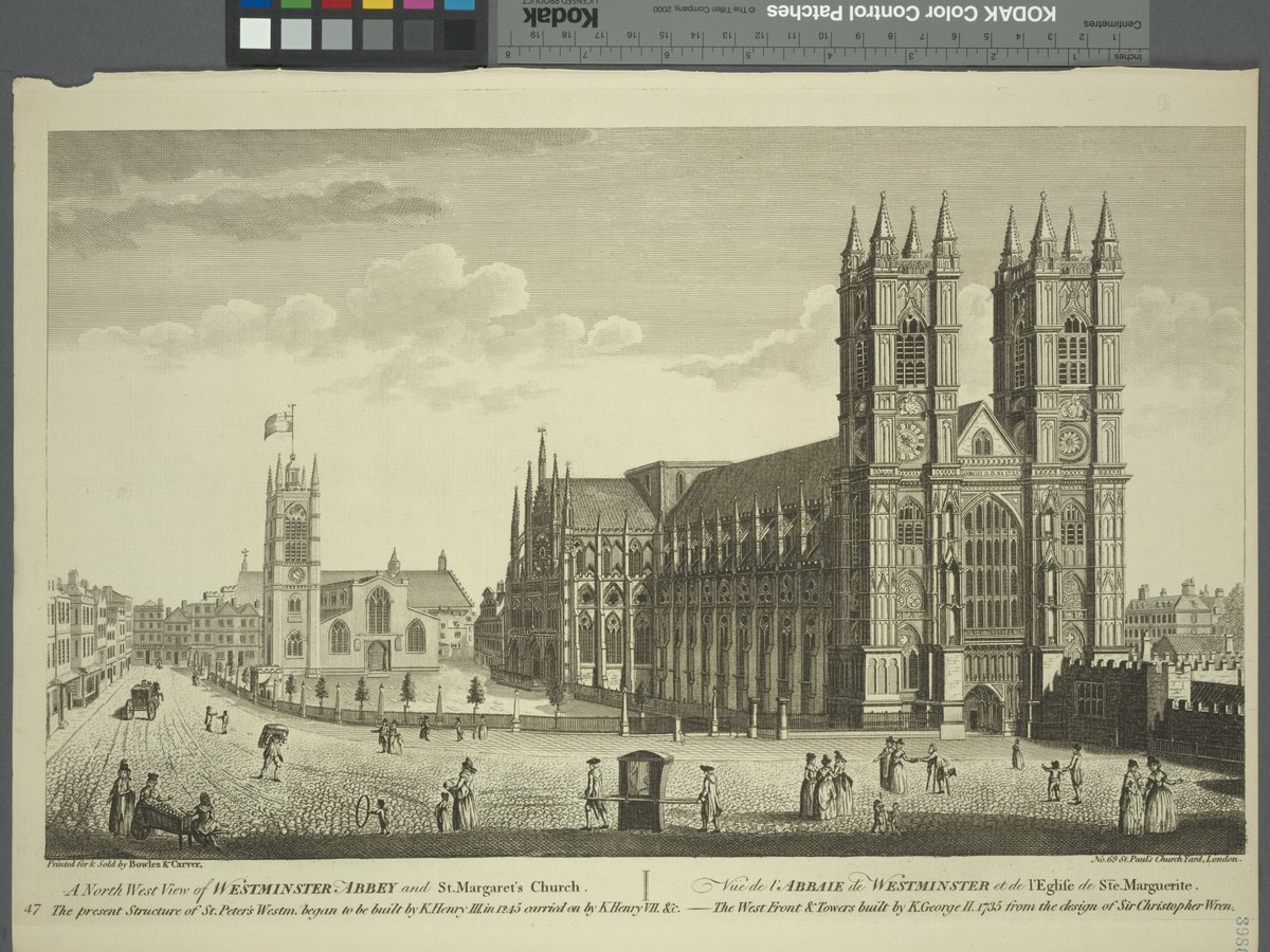 Northwest view of Westminster Abbey and St. Margaret's Church