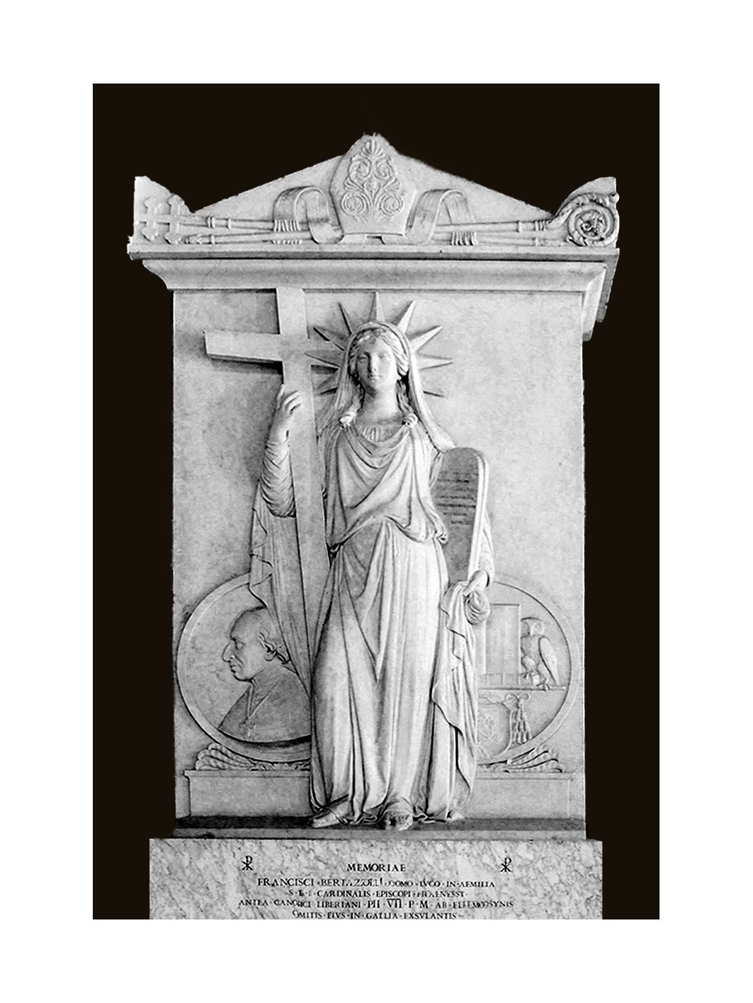 Monument to Cardinal Francesco Bertazzoli featuring allegory of wisdom with Minerva attributes