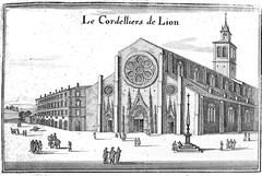 View of Cordeliers district in Lyon from Topographiae Galliae