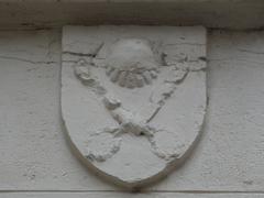 Coat of arms on a buttress of Église Saint-Bonaventure in Lyon 2nd arrondissement