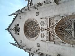 Cathedral church in Lyon, France under a blue sky