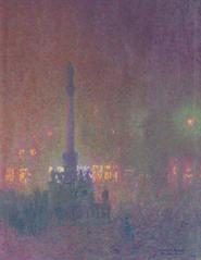 Munich at night Marienplatz 1908 oil painting by Charles Johann Palmié