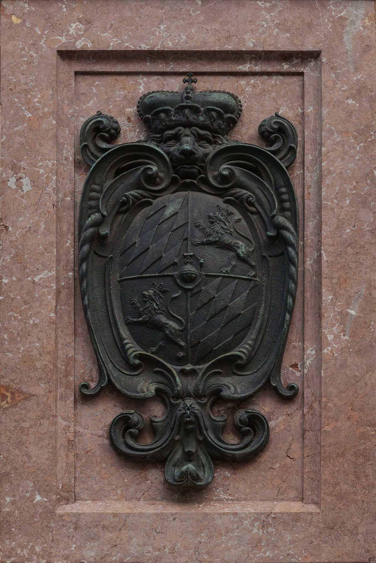 Coat of Arms of Duke of Bavaria as Arch Steward of the Holy Roman Empire on Mariensäule pedestal in Munich
