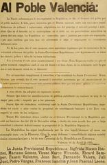 Text of the proclamation of the Second Spanish Republic in Valencia
