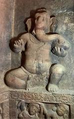 6th century Ganesha sculpture inside Badami caves Karnataka India
