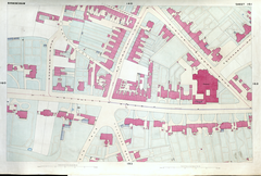 Historic map sheet from the New Survey of the Borough of Birmingham 1855, showing detailed streets and buildings of Birmingham, England