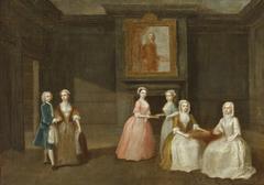 Portrait of an unknown family group by Charles Philips, 18th century