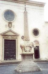 Obelisk in Piazza della Minerva with Santa Maria sopra Minerva church in the background, engraving from 1840