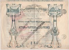 Historic Tramways de Bologne stock certificate from January 30, 1899