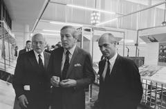 Prince Claus at the opening of the Kressauer Kreis exhibition in the Resistance Museum Amsterdam, flanked by J. Wolff and Ambassador Von der Gablentz, September 12, 1989