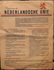 Dutch Union program with proclamations on cultural, socio-economic, and political positions during WWII