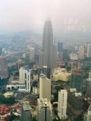 Aerial view of Kuala Lumpur city skyline with skyscrapers and urban landscape