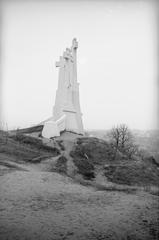 Historical photograph of Vilnia, Try Kryžy area, showing buildings and streets in black and white