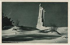 Historical view of Vilnia with Try Kryžy monument