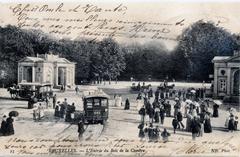 Main entrance of Le Bois de la Cambre in 1900 with historical postcard view
