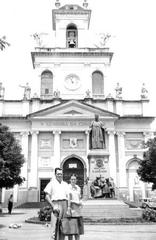 Peter and Alice Sawatzky in front of Campinas Cathedral Sao Paulo Brazil 1956