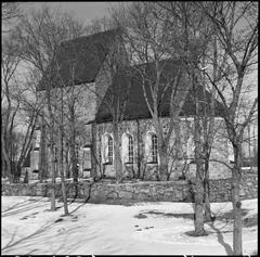 Exterior view of Gamla Uppsala Church towards southeast with clear sky