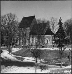 Exterior view of Gamla Uppsala Church and surroundings towards southeast