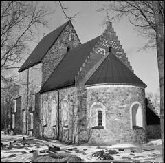 Historic Gamla Uppsala Church exterior view from southeast