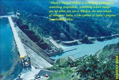 Bhakra Dam spanning Satluj River with surrounding hills