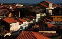 View of Centro Histórico São Luís in Maranhão, Brazil with colonial buildings and cobblestone street