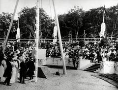 Laying the first stone of the Peace Palace in The Hague with financier Andrew Carnegie present, July 30, 1907