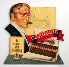 Cardboard advertising board for Carnegie cigars at Het Vredespaleis in The Hague, Netherlands