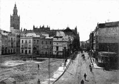 Old view of Calle Génova now part of Avenida de la Constitución in Seville from the Town Hall