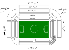Seating plan of Old Trafford football stadium with labeled stands including the West Stand known as The Stretford End
