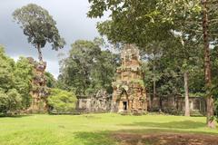 Ancient Khmer city ruins near Angkor Wat in Siem Reap Cambodia