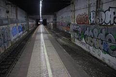 Vallobin train station platform view towards Oviedo train station