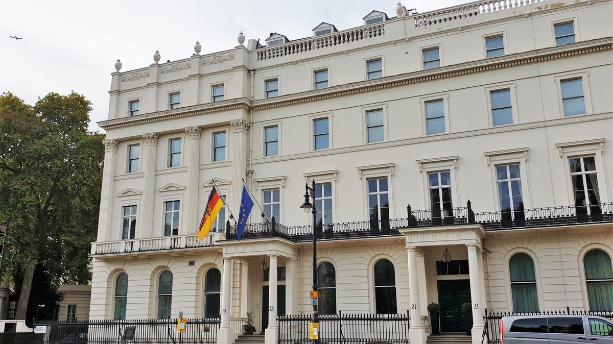 Front entrance of the German Embassy in London showing diplomatic premises