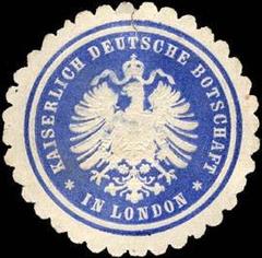 Imperial German Embassy London blue white embossed sealing stamp