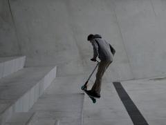 Freestyle scooter at the Museum of Confluences in April 2015