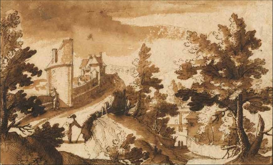 Historic city walls south of Brussels with detailed architectural features