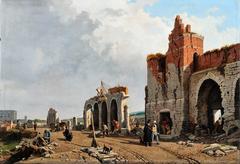 Demolition of city walls between Halle Gate and Anderlecht Gate in Brussels