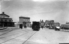 Scheveningen village view with tram and horse-drawn wagon around 1900-1910