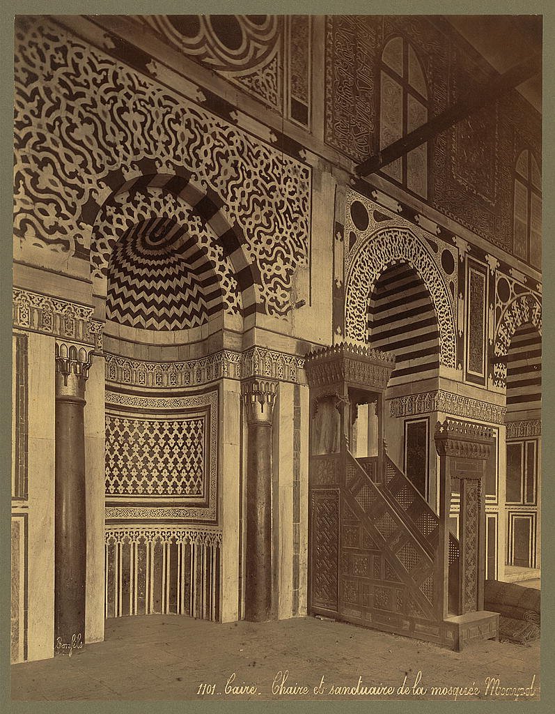 Interior view of the Moayed Mosque chair and sanctuary in Cairo