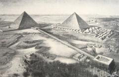 Reconstruction of Khafre's funerary complex with pyramids and surrounding structures