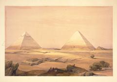 Pyramids of Giza in Egypt lithograph
