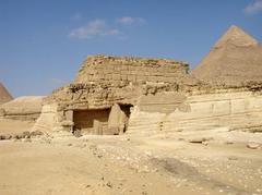 Tomb of Queen Khentkaus I viewed from the east with Khafre's Pyramid in the background