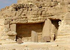 East view of the Tomb of Queen Khentkaus I with Khafre's Pyramid in the background