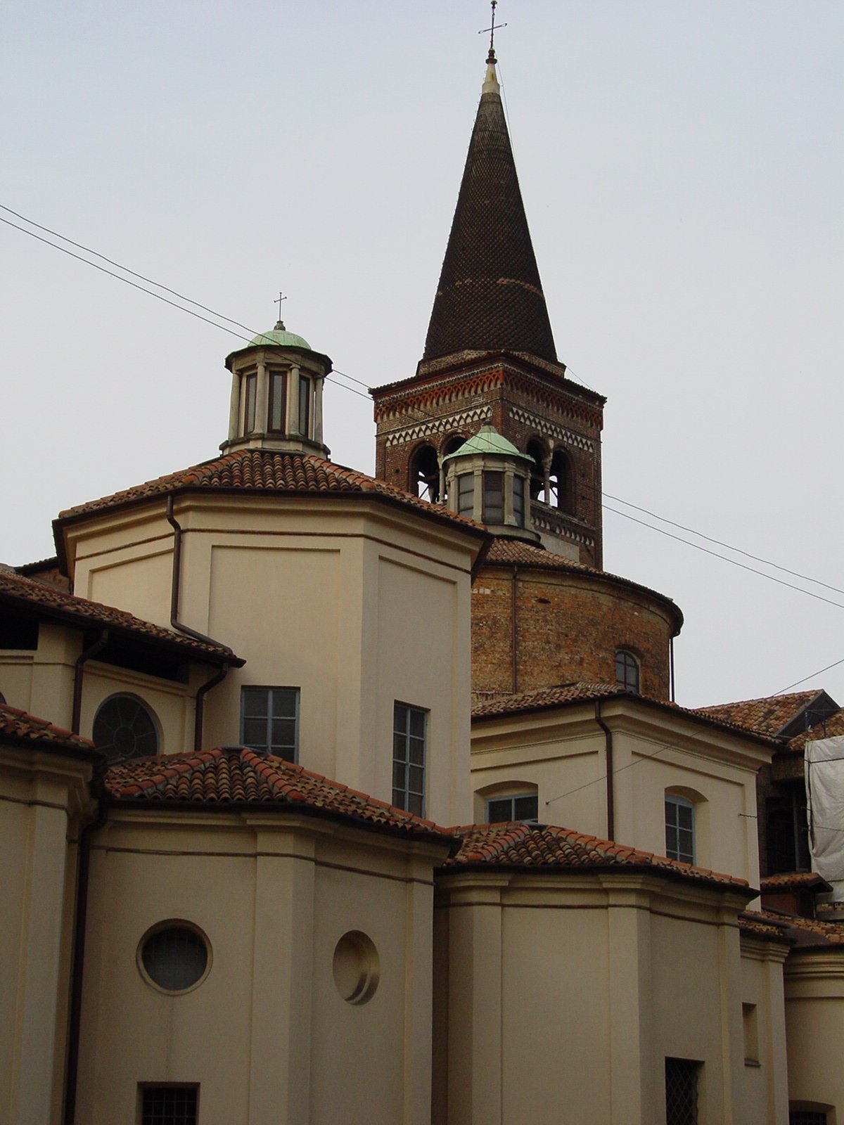 Campanile of San Marco Church in Milan against clear sky