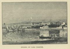Ancient drawing of Fostat, the old Egyptian capital also known as Fustat or Misr