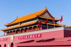 Tiananmen Gate in Beijing with traditional Chinese architecture and red walls