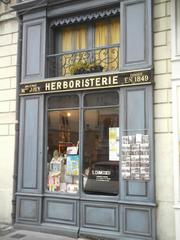 Herboristerie shop window in old Lyon 5th arrondissement