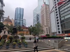 Central Statue Square with The Henderson facades in Hong Kong Central in March 2025