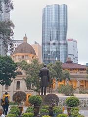 Central Statue Square and The Henderson building facades in Hong Kong Central in March 2025