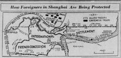 Chicago Tribune graphic illustrating foreigner protection in Shanghai, March 23, 1927