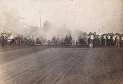 1911 horse race at Nashville state fairgrounds with Victorian home in background